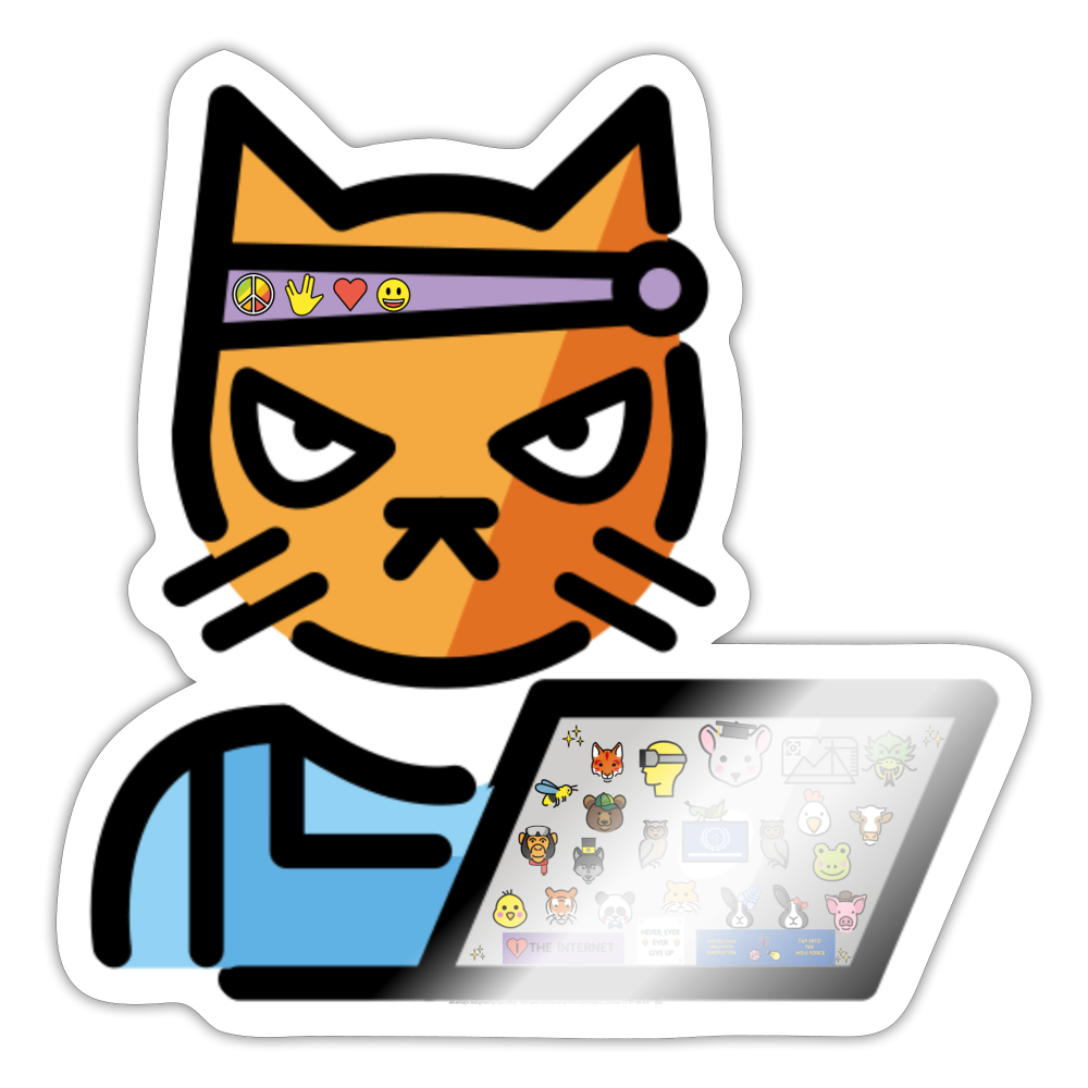 Emoji Expression: Moji "Ji" Hacker Cat Moji Character - Emoji.Express - white glossy