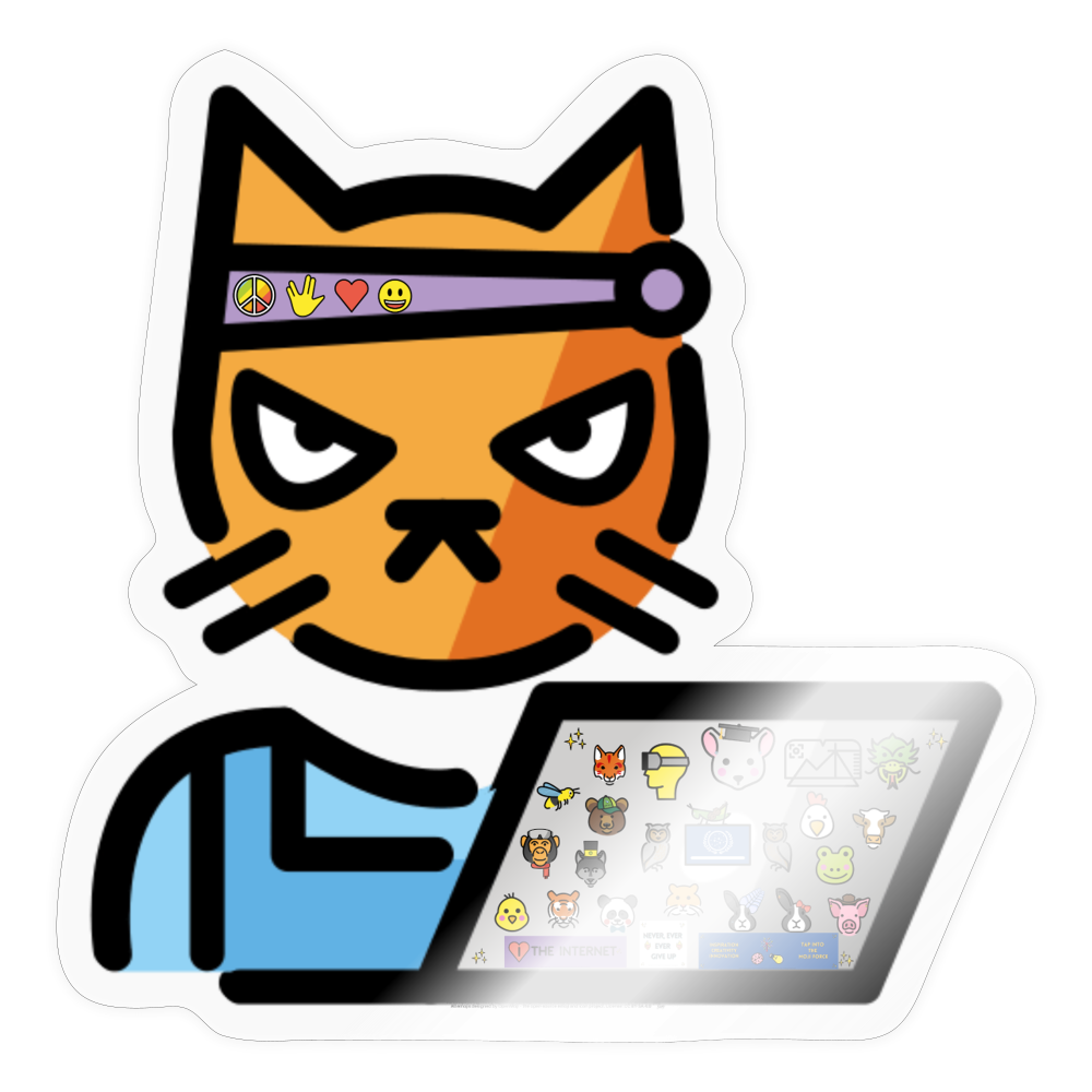 Emoji Expression: Moji "Ji" Hacker Cat Moji Character - Emoji.Express - transparent glossy