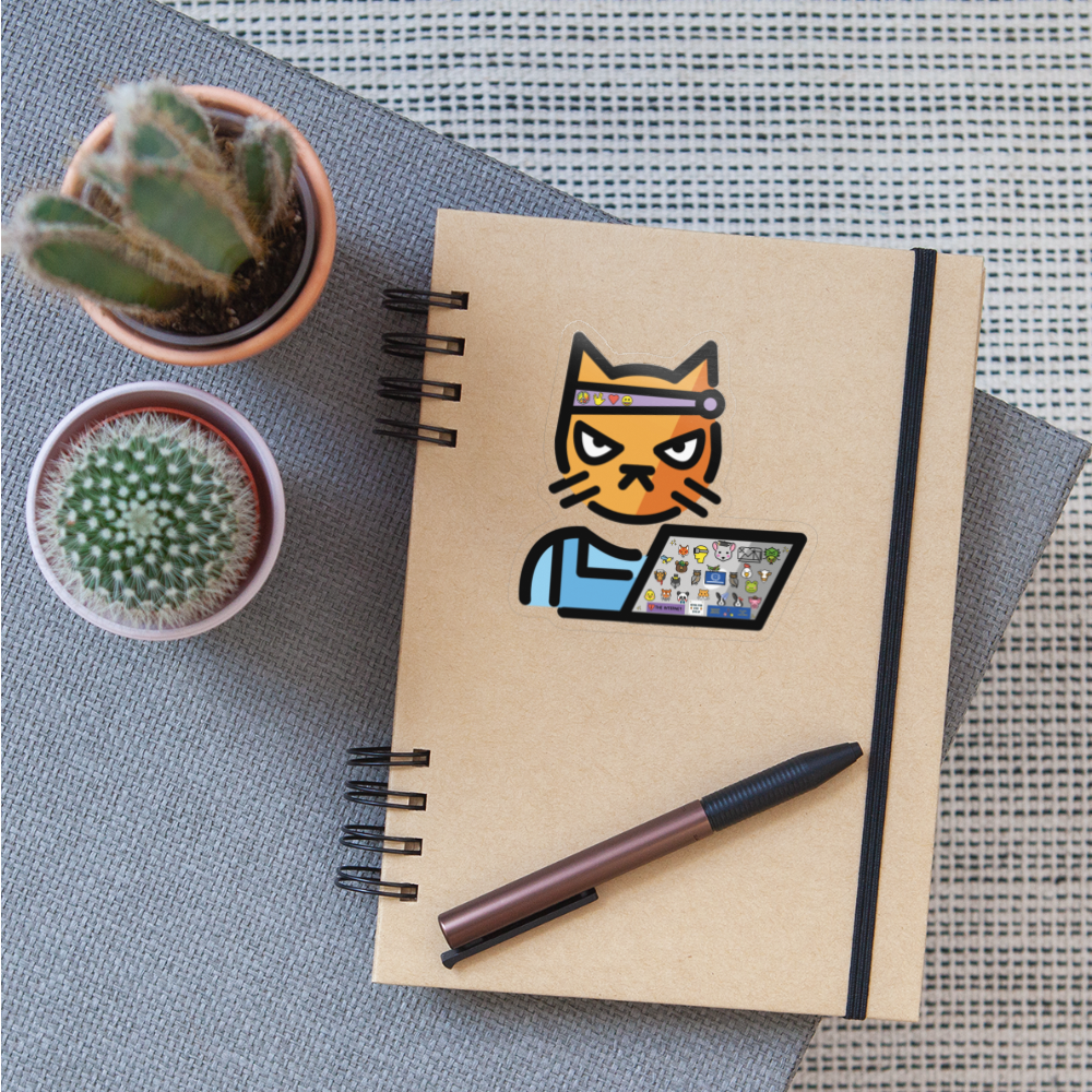 Emoji Expression: Moji "Ji" Hacker Cat Moji Character - Emoji.Express - transparent glossy