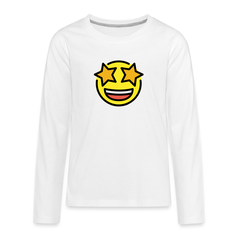 Customizable Star Struck Moji Kids' Premium Long Sleeve T-Shirt Moji - Emoji.Express - white