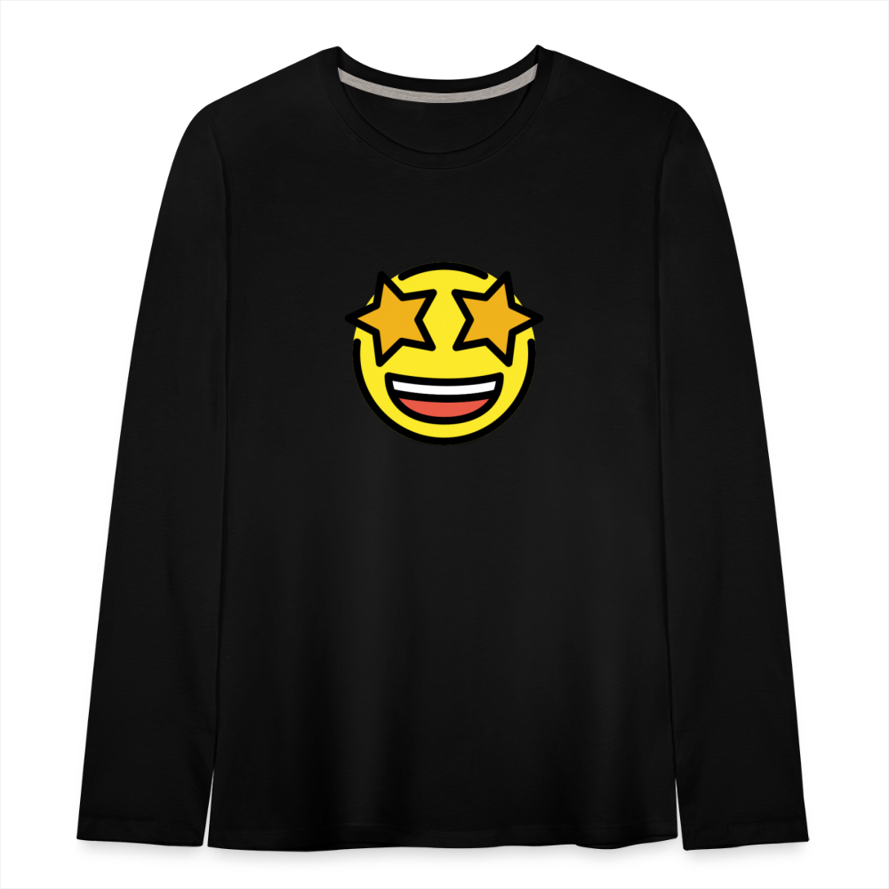 Customizable Star Struck Moji Kids' Premium Long Sleeve T-Shirt Moji - Emoji.Express - black