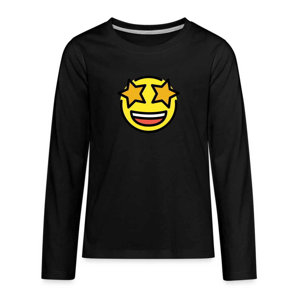 Customizable Star Struck Moji Kids' Premium Long Sleeve T-Shirt Moji - Emoji.Express - black