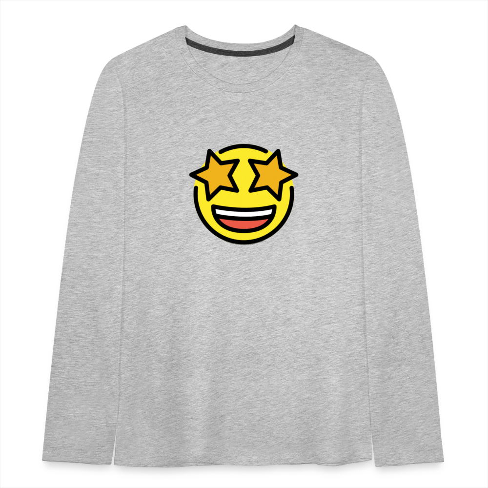 Customizable Star Struck Moji Kids' Premium Long Sleeve T-Shirt Moji - Emoji.Express - heather gray