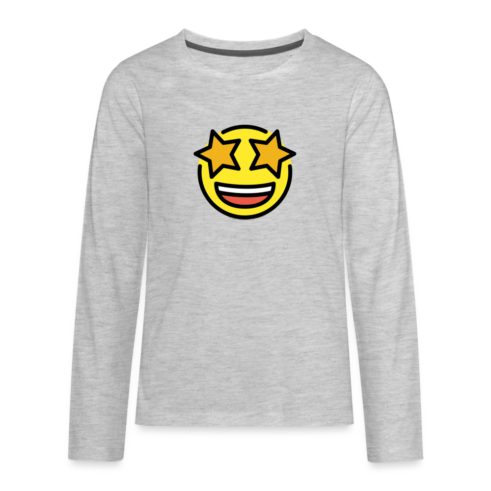 Customizable Star Struck Moji Kids' Premium Long Sleeve T-Shirt Moji - Emoji.Express - heather gray