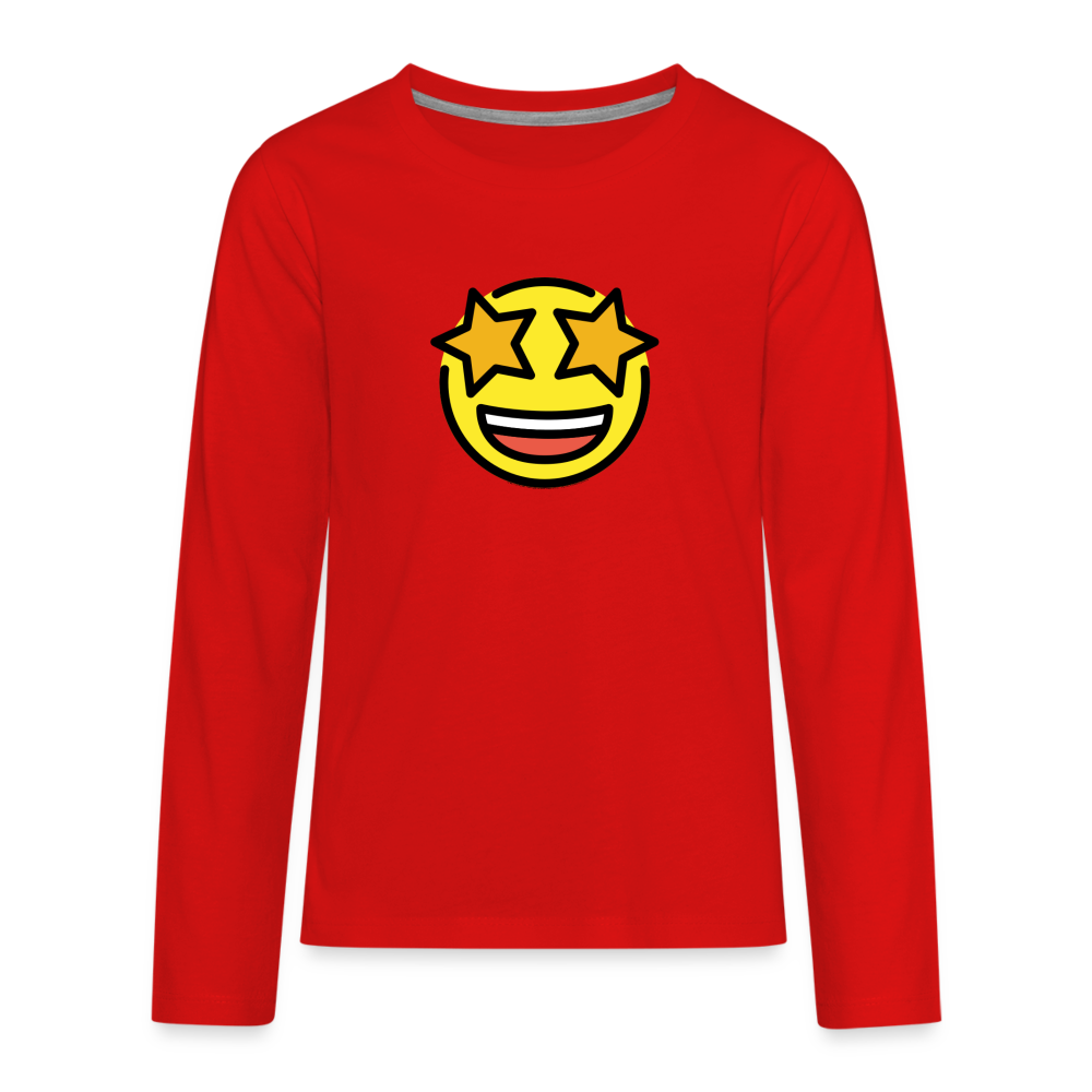Customizable Star Struck Moji Kids' Premium Long Sleeve T-Shirt Moji - Emoji.Express - red
