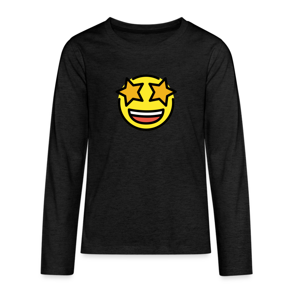 Customizable Star Struck Moji Kids' Premium Long Sleeve T-Shirt Moji - Emoji.Express - charcoal grey