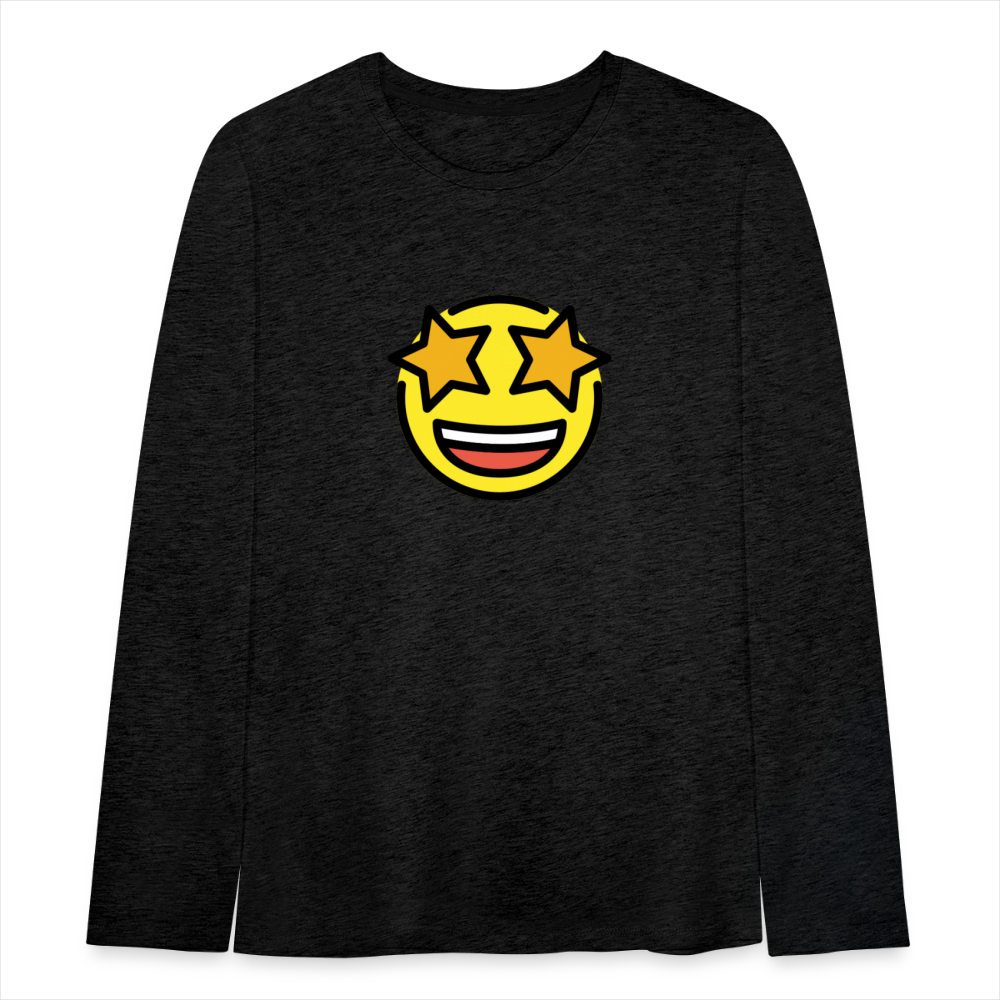 Customizable Star Struck Moji Kids' Premium Long Sleeve T-Shirt Moji - Emoji.Express - charcoal grey