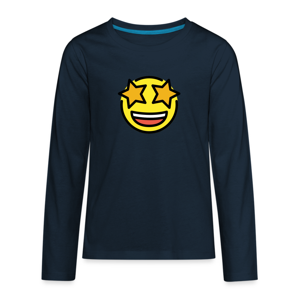 Customizable Star Struck Moji Kids' Premium Long Sleeve T-Shirt Moji - Emoji.Express - deep navy