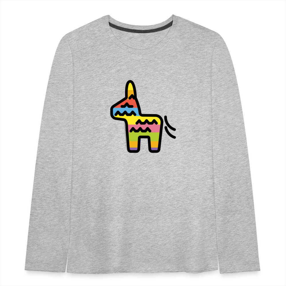 Customizable Piñata Moji Kids' Premium Long Sleeve T-Shirt - Emoji.Express - heather gray