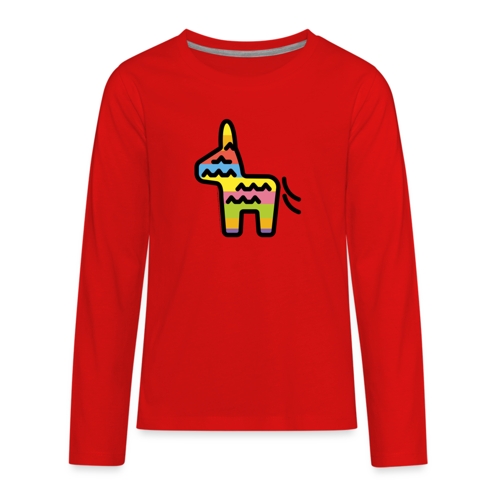 Customizable Piñata Moji Kids' Premium Long Sleeve T-Shirt - Emoji.Express - red