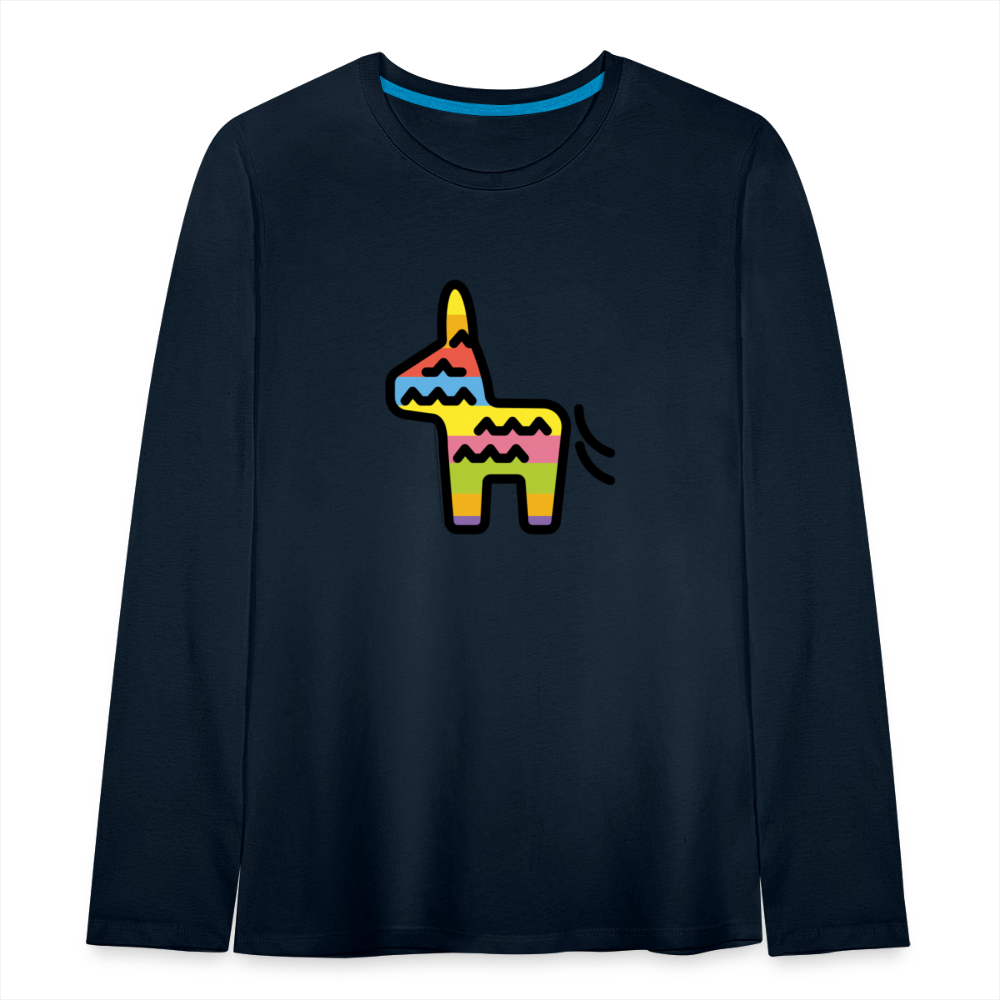 Customizable Piñata Moji Kids' Premium Long Sleeve T-Shirt - Emoji.Express - deep navy