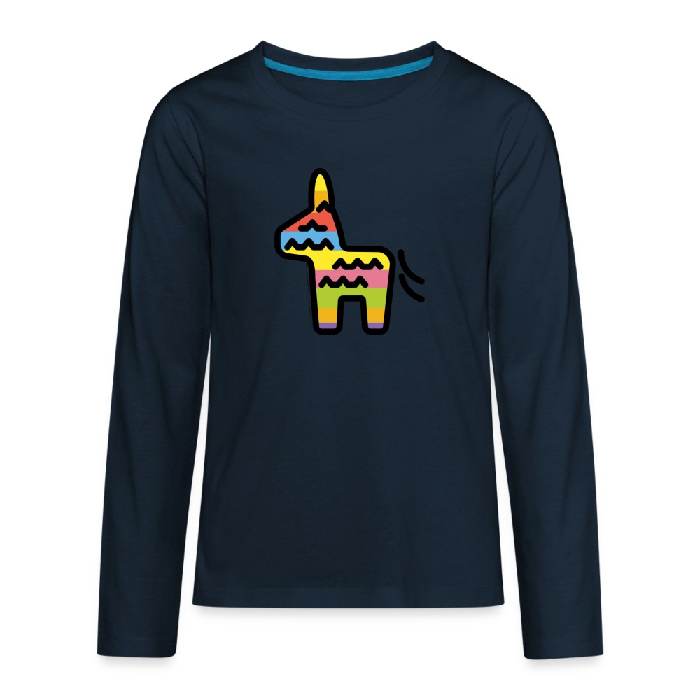 Customizable Piñata Moji Kids' Premium Long Sleeve T-Shirt - Emoji.Express - deep navy