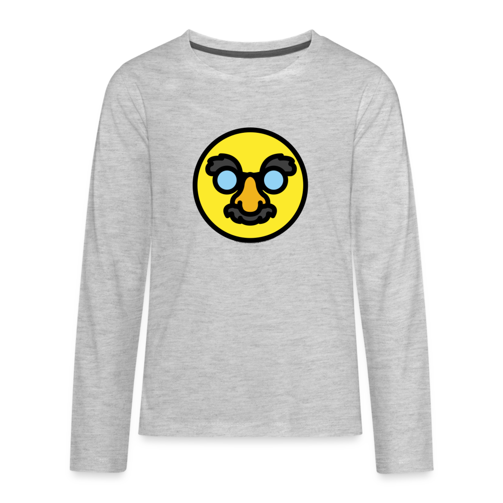 Customizable Disguised Face Moji Kids' Premium Long Sleeve T-Shirt - Emoji.Express - heather gray