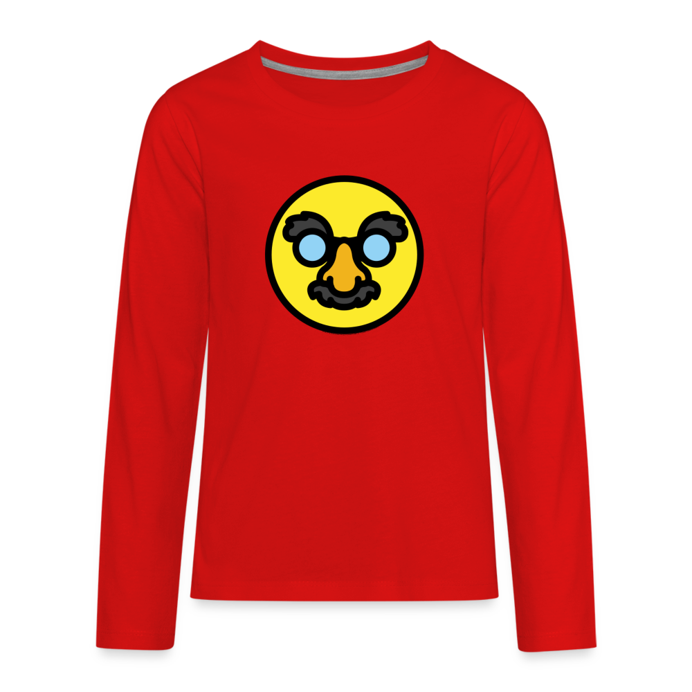 Customizable Disguised Face Moji Kids' Premium Long Sleeve T-Shirt - Emoji.Express - red