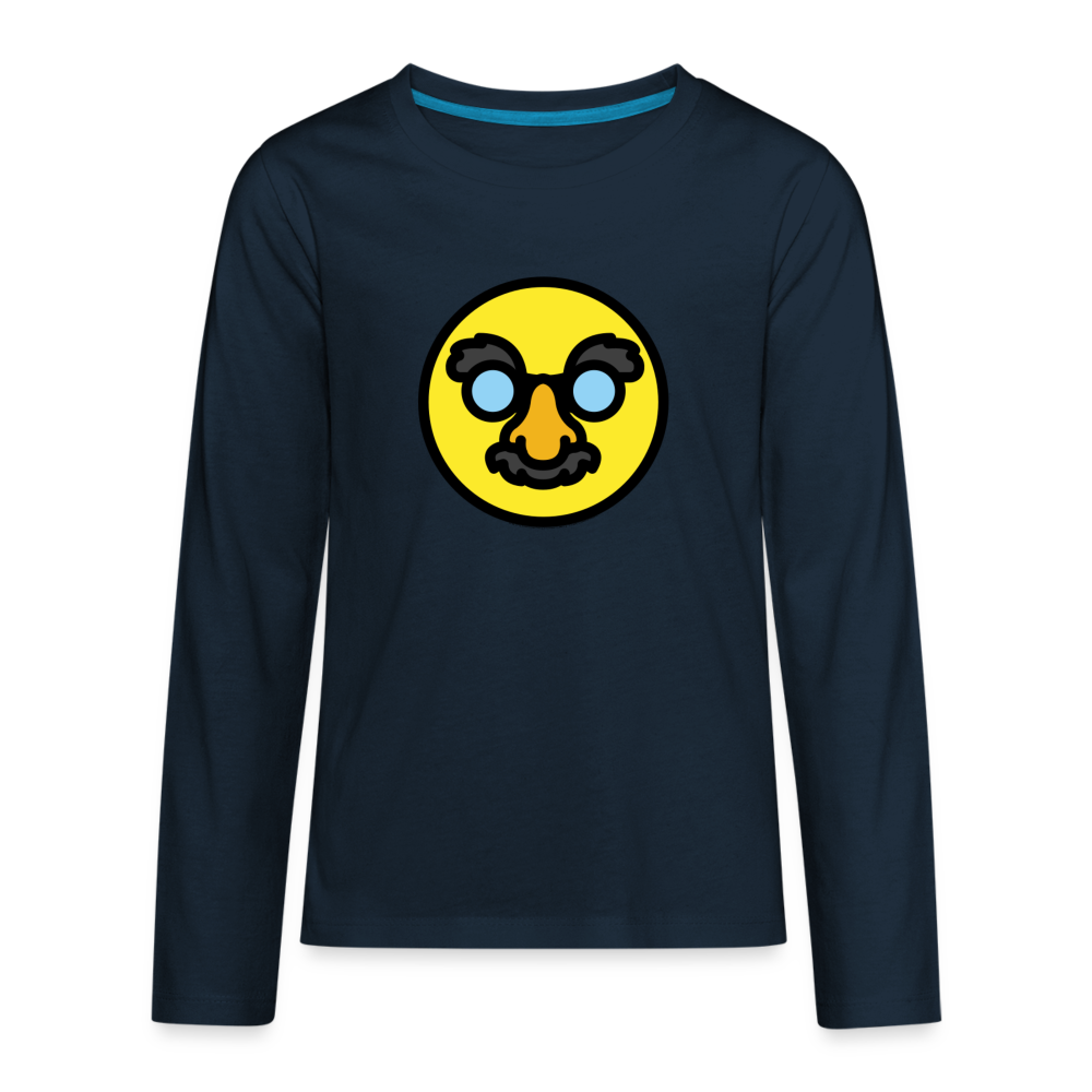 Customizable Disguised Face Moji Kids' Premium Long Sleeve T-Shirt - Emoji.Express - deep navy