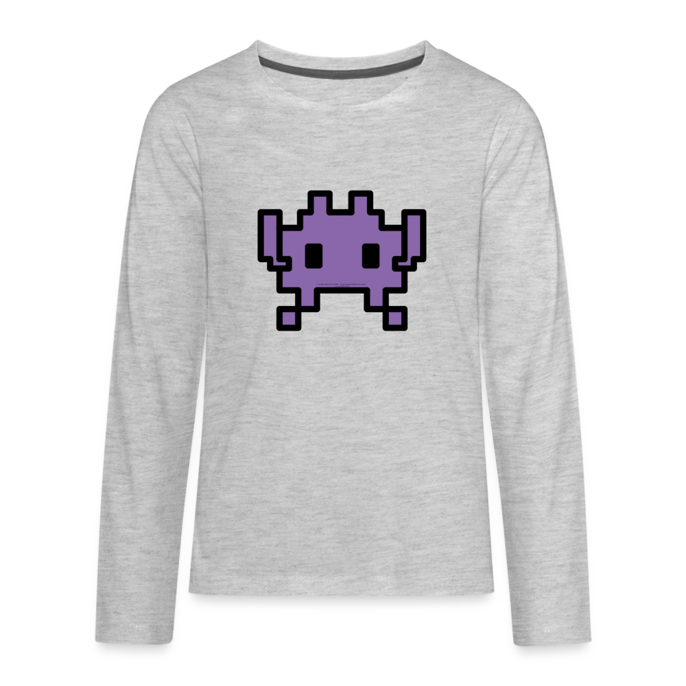 Customizable Alien Monster Moji Kids' Premium Long Sleeve T-Shirt Emoji.Express - heather gray