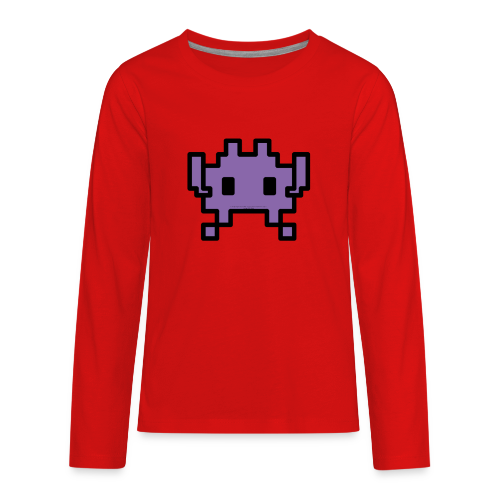 Customizable Alien Monster Moji Kids' Premium Long Sleeve T-Shirt Emoji.Express - red