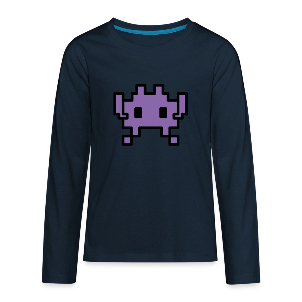 Customizable Alien Monster Moji Kids' Premium Long Sleeve T-Shirt Emoji.Express - deep navy