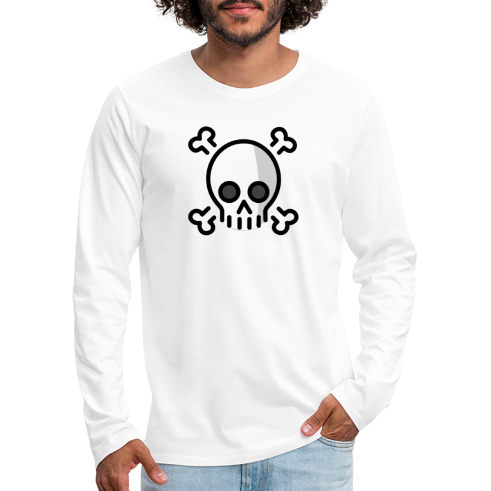 Customizable Skull and Crossbones Moji Men's Premium Long Sleeve T-Shirt - Emoji.Express - white