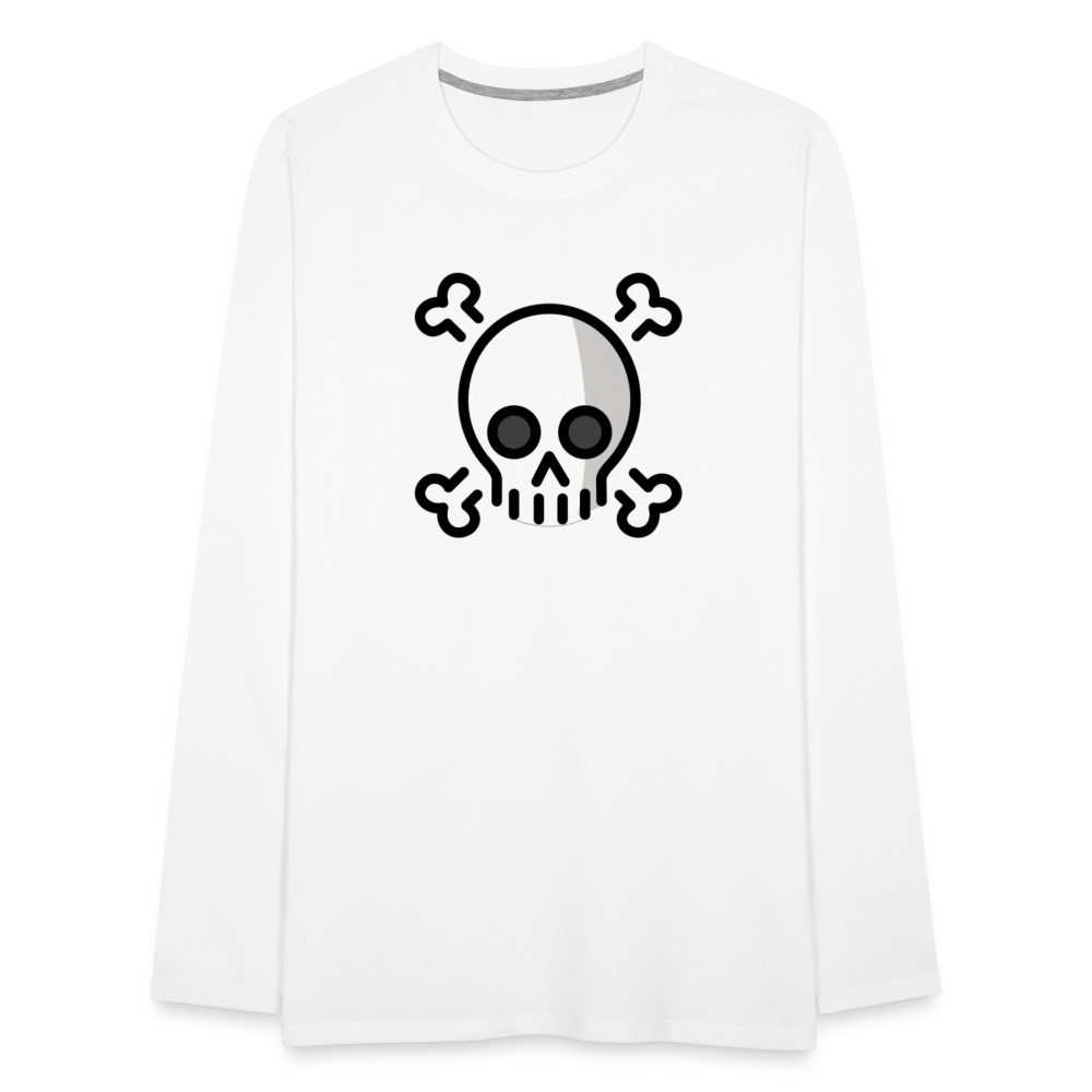 Customizable Skull and Crossbones Moji Men's Premium Long Sleeve T-Shirt - Emoji.Express - white