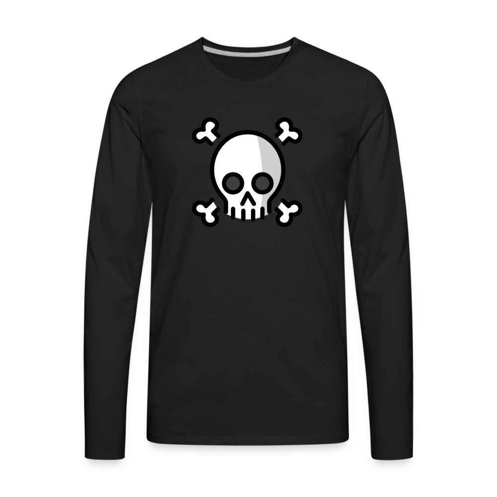 Customizable Skull and Crossbones Moji Men's Premium Long Sleeve T-Shirt - Emoji.Express - black