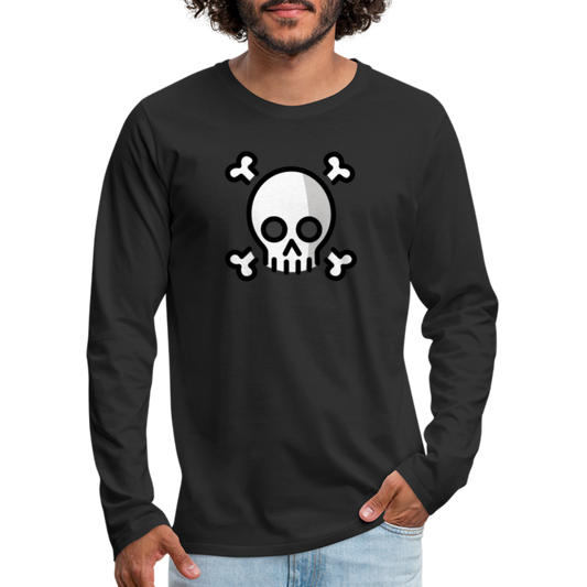 Customizable Skull and Crossbones Moji Men's Premium Long Sleeve T-Shirt - Emoji.Express - black