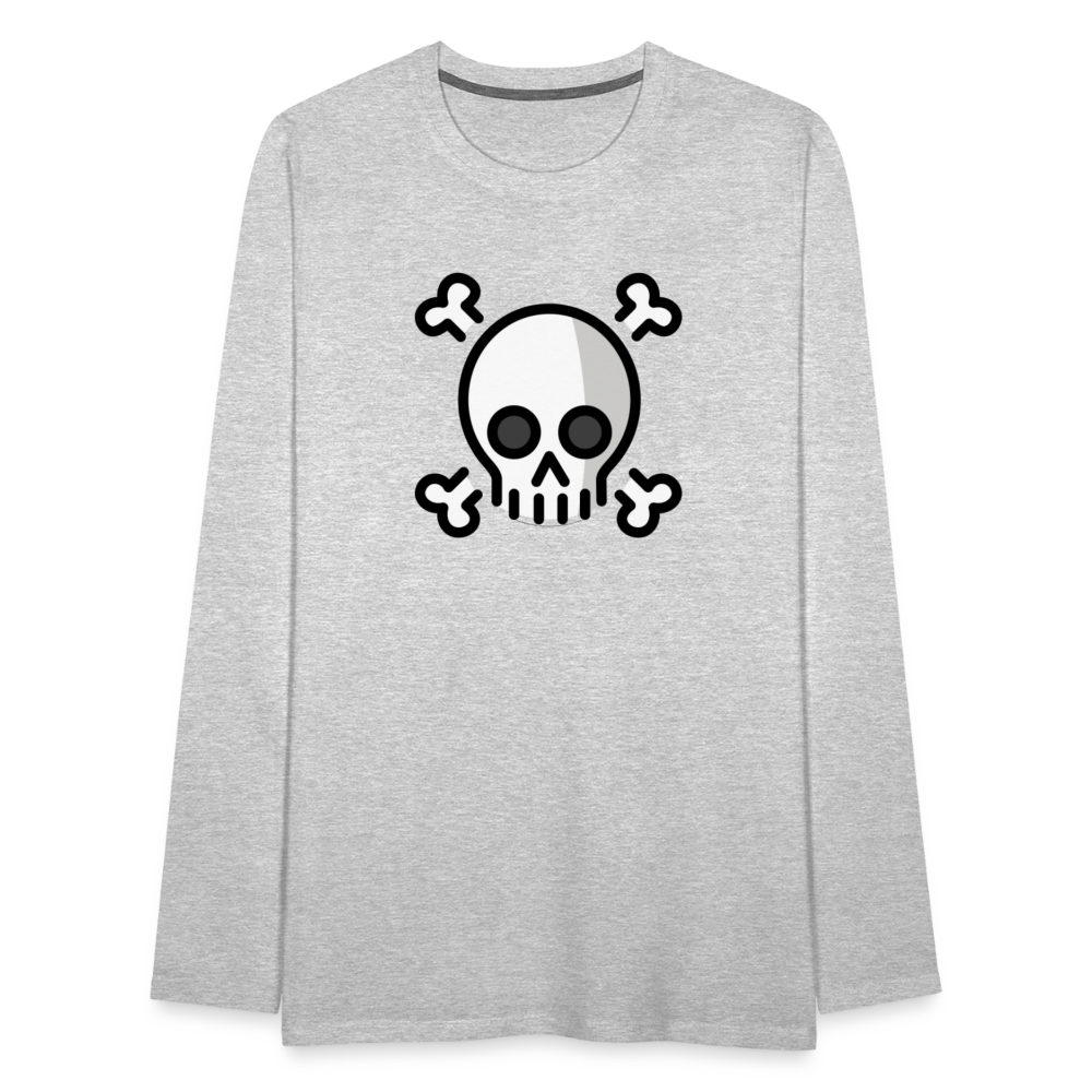 Customizable Skull and Crossbones Moji Men's Premium Long Sleeve T-Shirt - Emoji.Express - heather gray