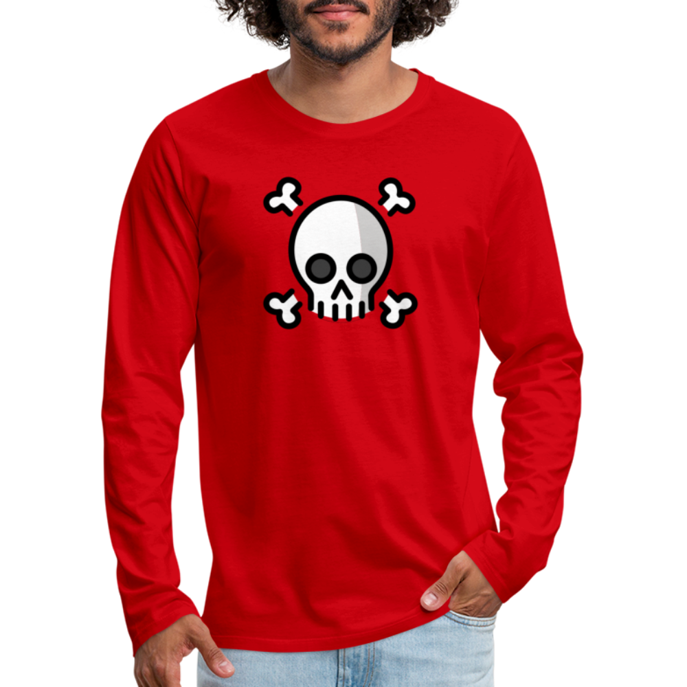 Customizable Skull and Crossbones Moji Men's Premium Long Sleeve T-Shirt - Emoji.Express - red