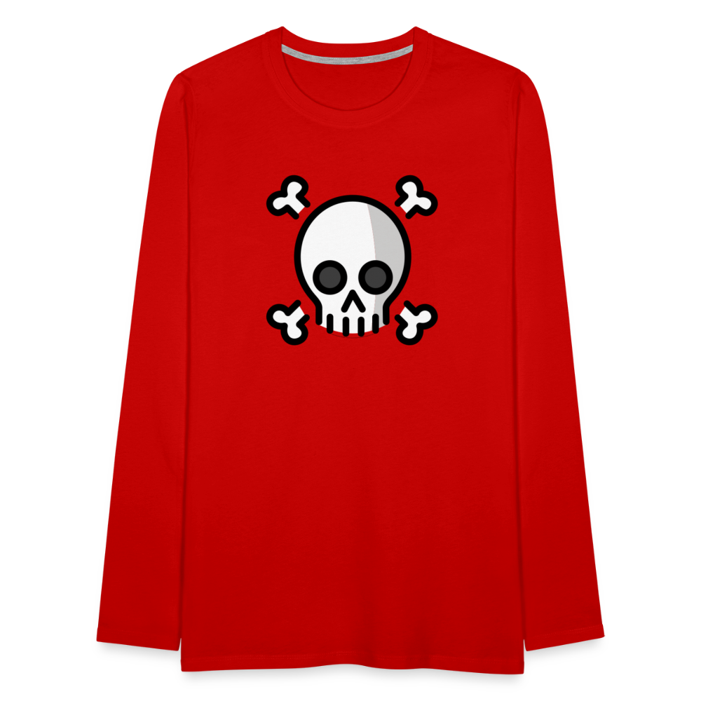 Customizable Skull and Crossbones Moji Men's Premium Long Sleeve T-Shirt - Emoji.Express - red