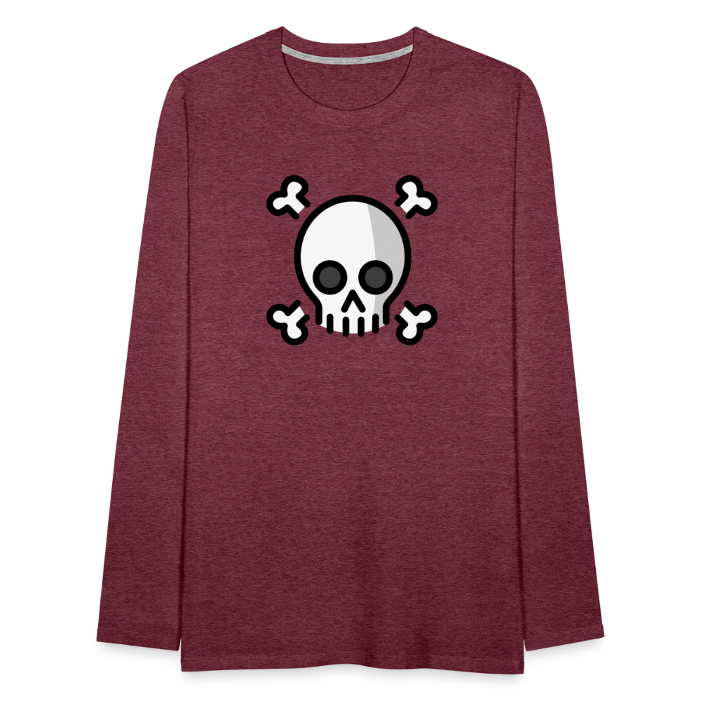 Customizable Skull and Crossbones Moji Men's Premium Long Sleeve T-Shirt - Emoji.Express - heather burgundy