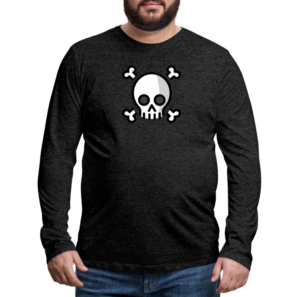 Customizable Skull and Crossbones Moji Men's Premium Long Sleeve T-Shirt - Emoji.Express - charcoal grey
