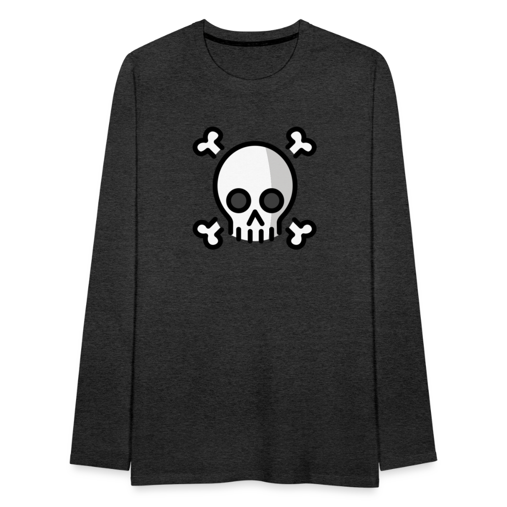 Customizable Skull and Crossbones Moji Men's Premium Long Sleeve T-Shirt - Emoji.Express - charcoal grey