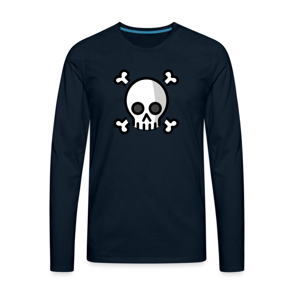Customizable Skull and Crossbones Moji Men's Premium Long Sleeve T-Shirt - Emoji.Express - deep navy