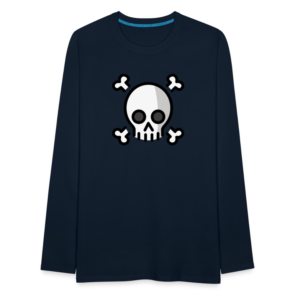 Customizable Skull and Crossbones Moji Men's Premium Long Sleeve T-Shirt - Emoji.Express - deep navy