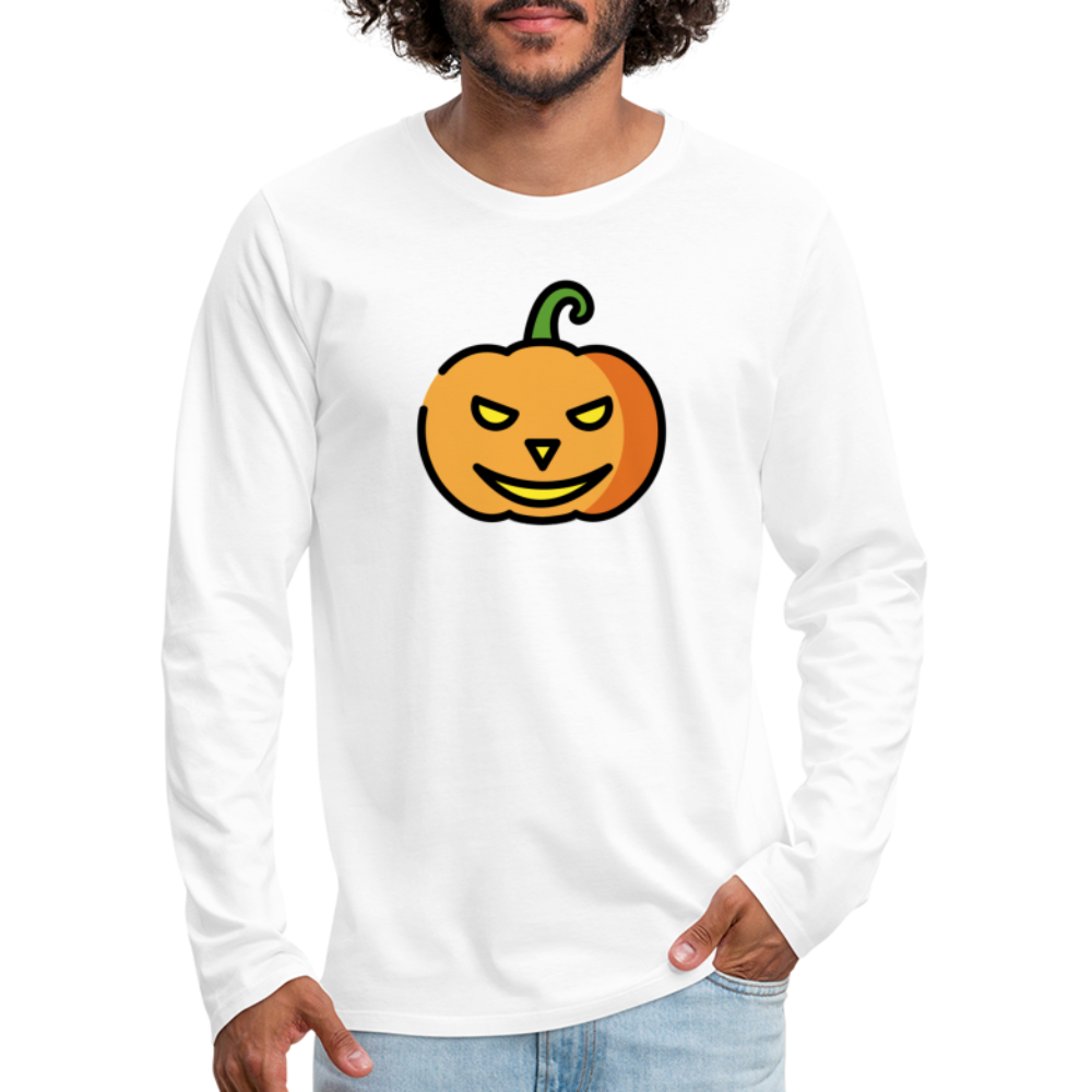 Customizable Jack-o-Lantern Moji Men's Premium Long Sleeve T-Shirt - Emoji.Express - white