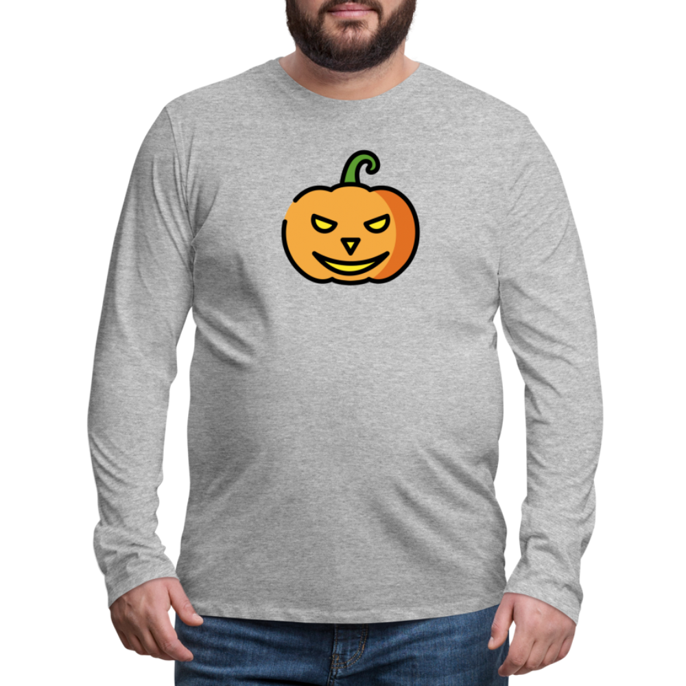 Customizable Jack-o-Lantern Moji Men's Premium Long Sleeve T-Shirt - Emoji.Express - heather gray