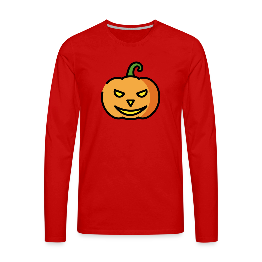 Customizable Jack-o-Lantern Moji Men's Premium Long Sleeve T-Shirt - Emoji.Express - red