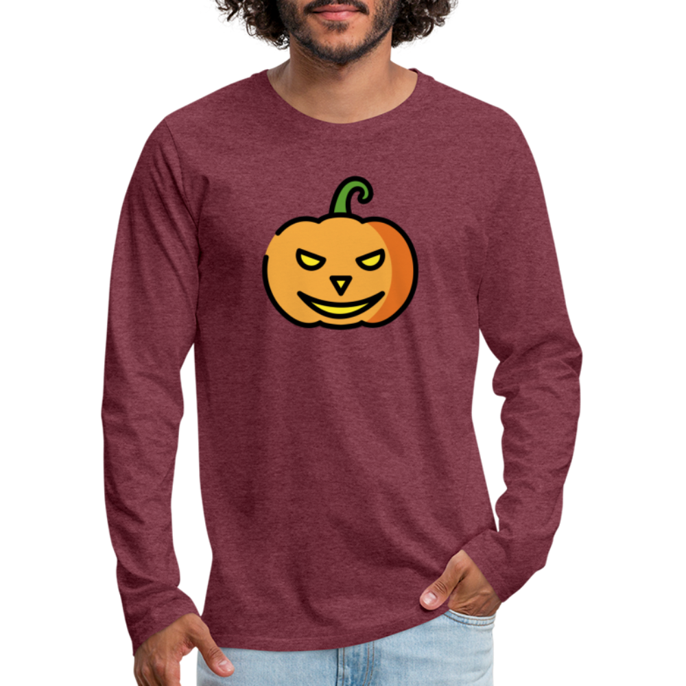 Customizable Jack-o-Lantern Moji Men's Premium Long Sleeve T-Shirt - Emoji.Express - heather burgundy