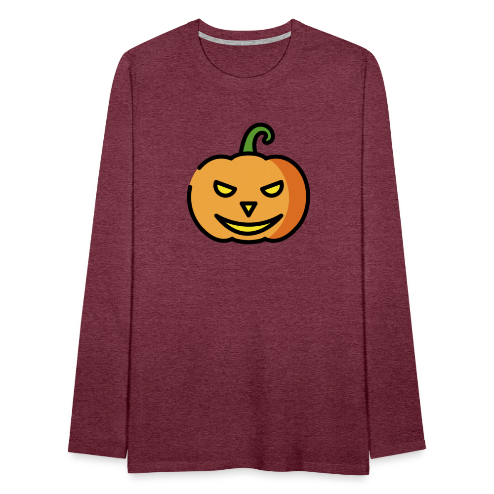 Customizable Jack-o-Lantern Moji Men's Premium Long Sleeve T-Shirt - Emoji.Express - heather burgundy