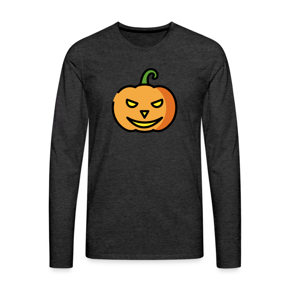 Customizable Jack-o-Lantern Moji Men's Premium Long Sleeve T-Shirt - Emoji.Express - charcoal grey