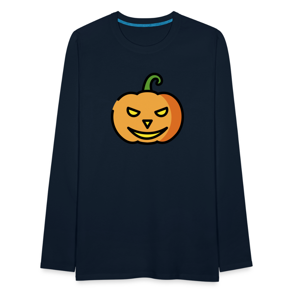 Customizable Jack-o-Lantern Moji Men's Premium Long Sleeve T-Shirt - Emoji.Express - deep navy