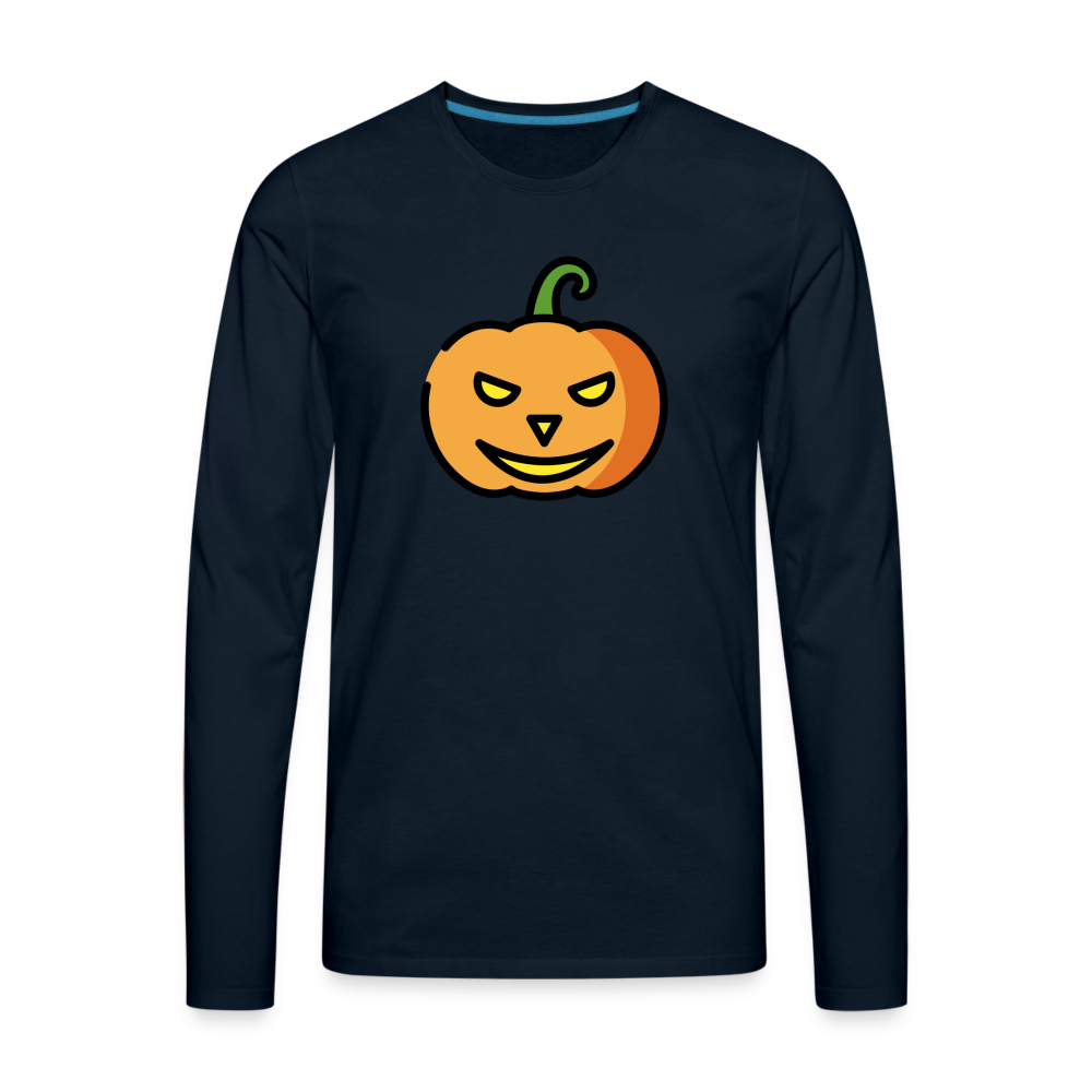 Customizable Jack-o-Lantern Moji Men's Premium Long Sleeve T-Shirt - Emoji.Express - deep navy