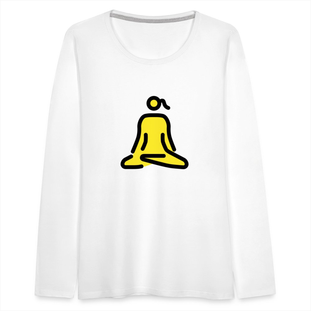 Customizable Woman in Lotus Position Moji Women's Premium Long Sleeve T-Shirt - Emoji.Express - white