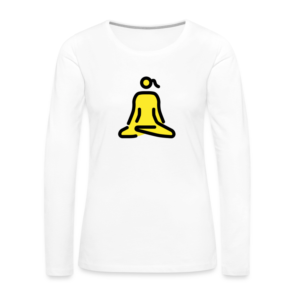 Customizable Woman in Lotus Position Moji Women's Premium Long Sleeve T-Shirt - Emoji.Express - white