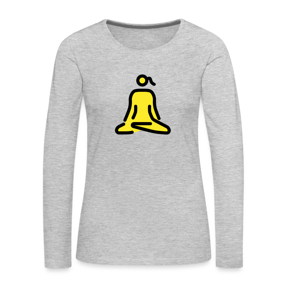 Customizable Woman in Lotus Position Moji Women's Premium Long Sleeve T-Shirt - Emoji.Express - heather gray