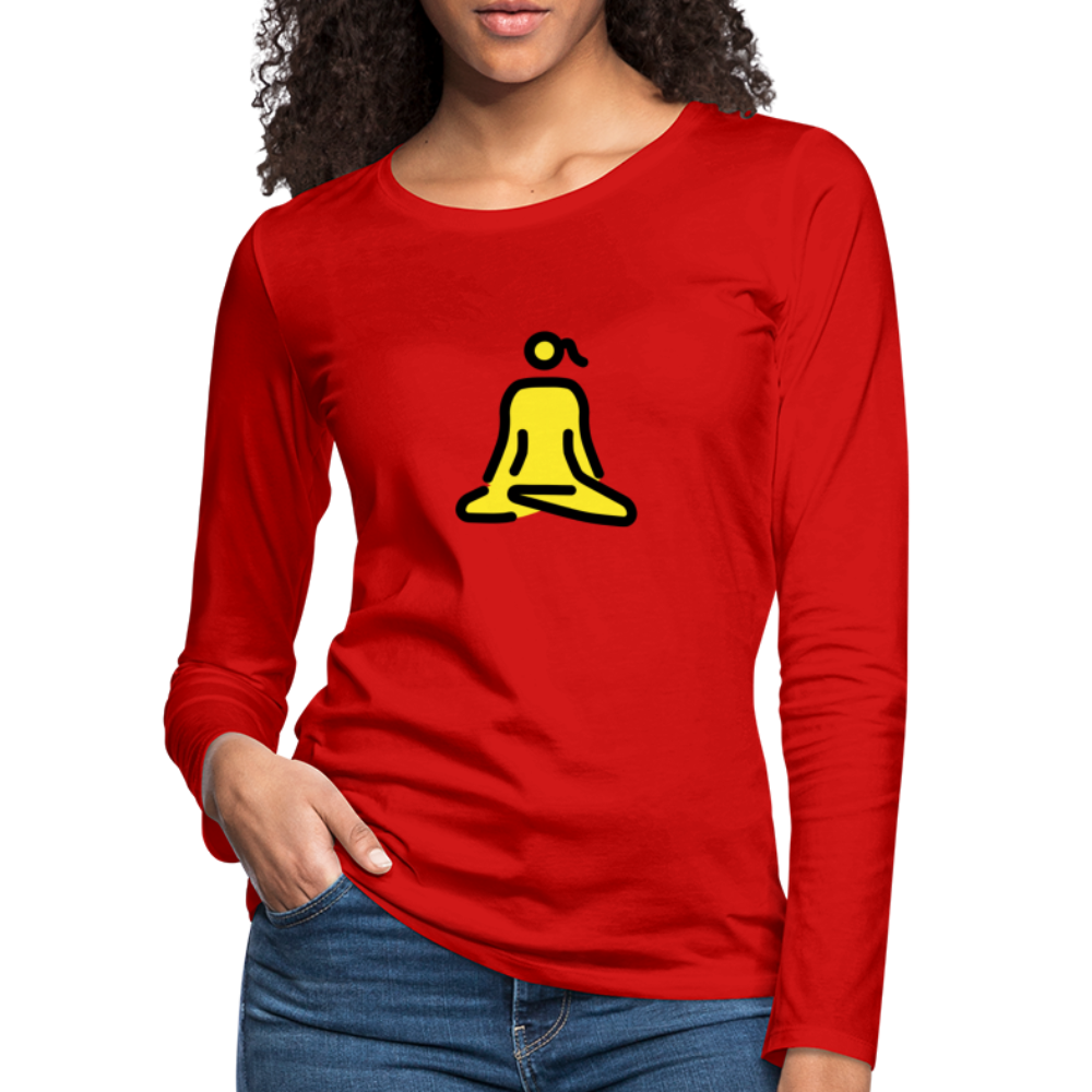 Customizable Woman in Lotus Position Moji Women's Premium Long Sleeve T-Shirt - Emoji.Express - red