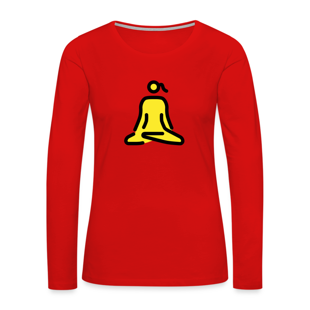 Customizable Woman in Lotus Position Moji Women's Premium Long Sleeve T-Shirt - Emoji.Express - red