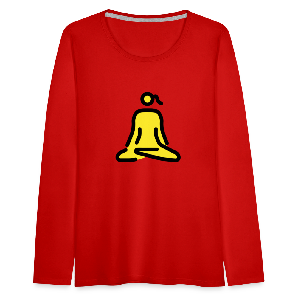 Customizable Woman in Lotus Position Moji Women's Premium Long Sleeve T-Shirt - Emoji.Express - red