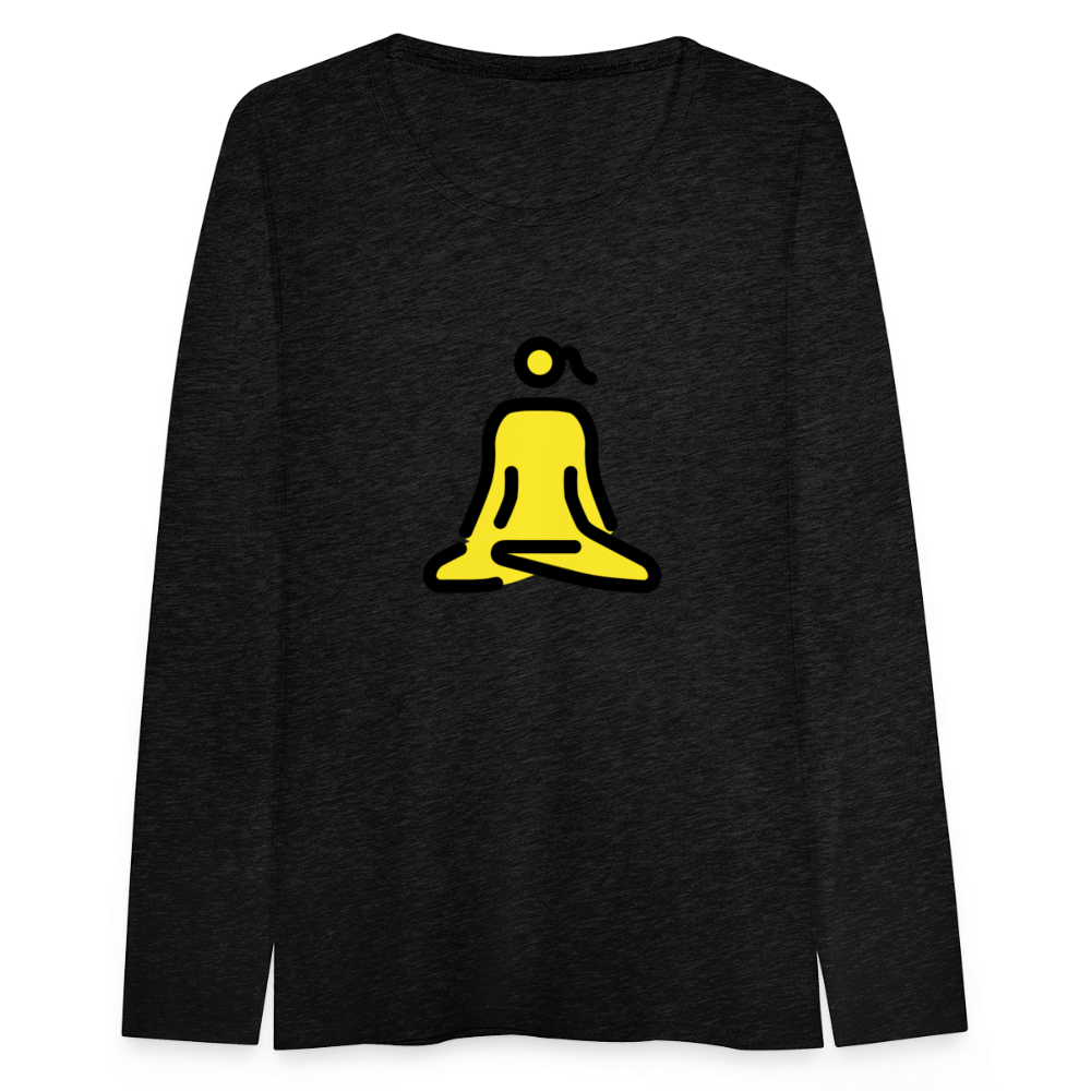 Customizable Woman in Lotus Position Moji Women's Premium Long Sleeve T-Shirt - Emoji.Express - charcoal grey