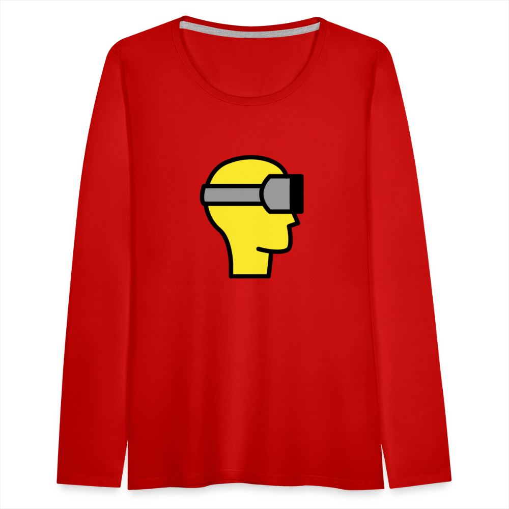 Customizable Virtual Reality Moji Women's Premium Long Sleeve T-Shirt - Emoji.Express - red